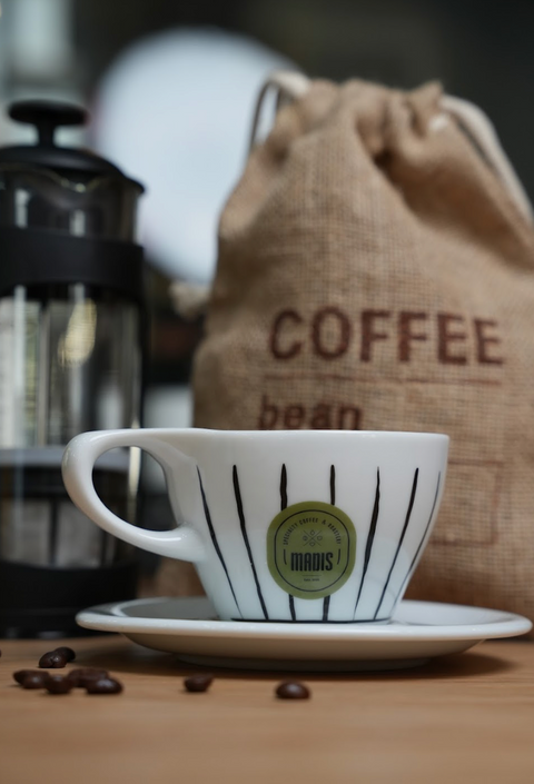 Lino Cappuccino Mug and Saucer